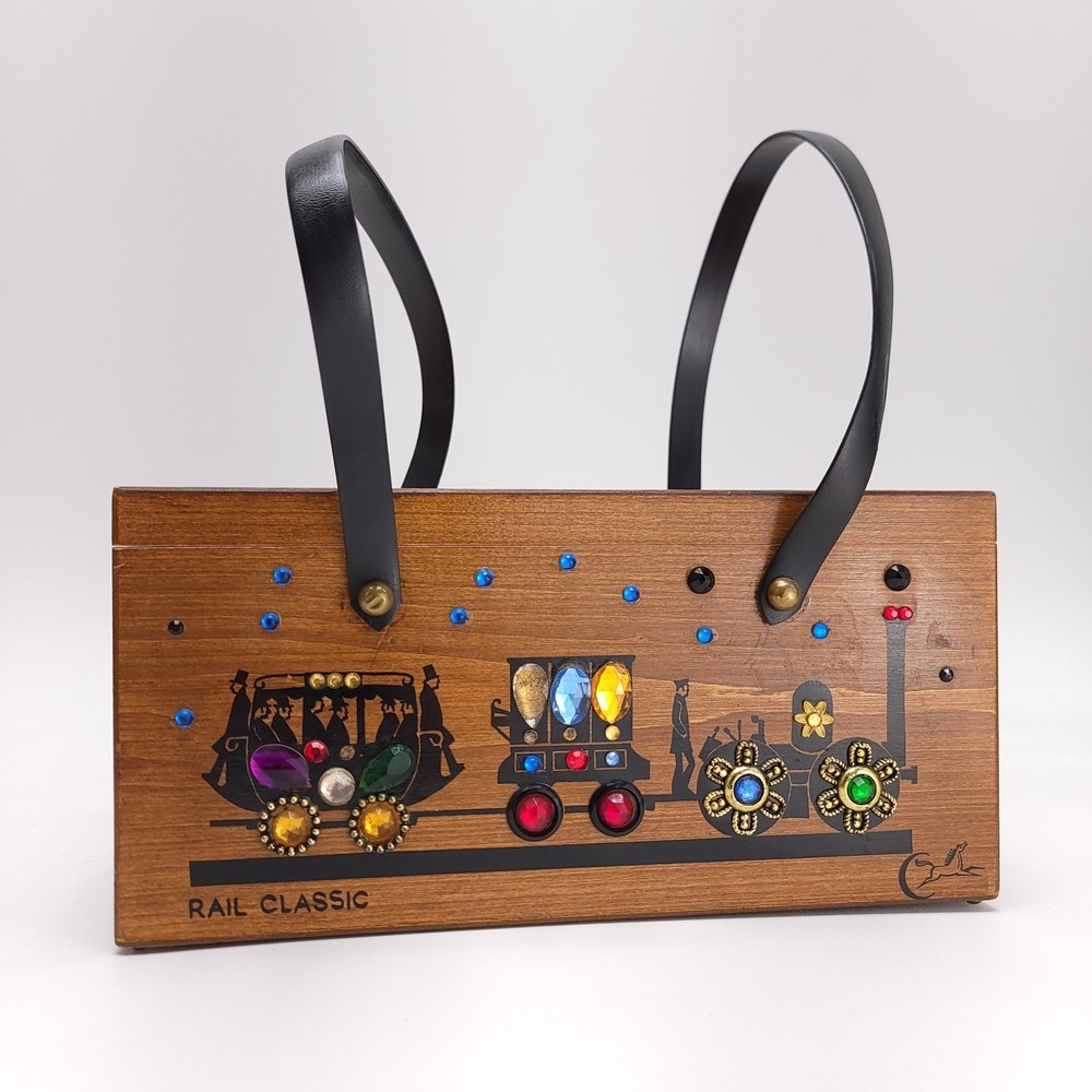 Vintage Enid Collins Rail Classic Wood Box Purse‎ MCM Mid Century